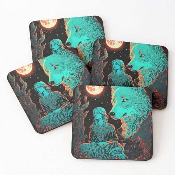 Item preview, Girl with Wolf as spirit animal tarot art designed and sold by Visual-wallart.