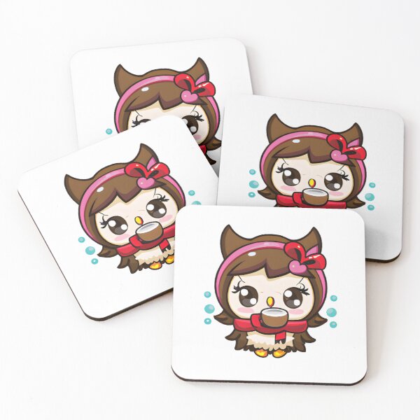 Item preview, chibi owl drinking hot chocolate designed and sold by KatisDesign.