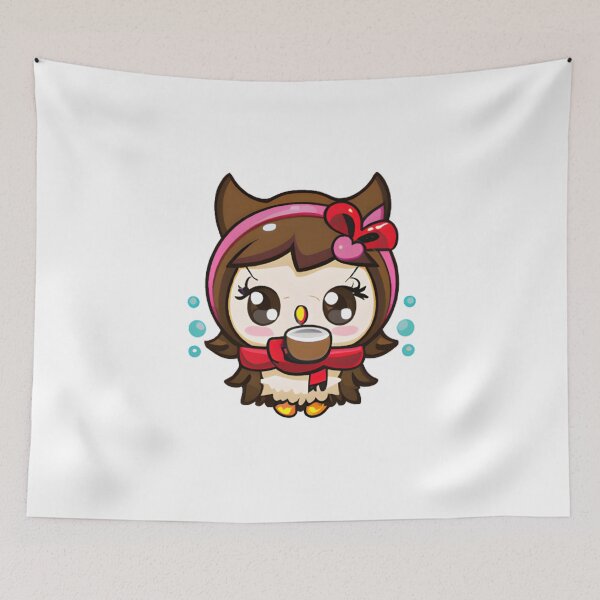 Item preview, chibi owl drinking hot chocolate designed and sold by KatisDesign.