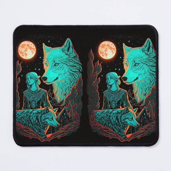 Item preview, Woman & Wolf in glowing night tarot designed and sold by Visual-wallart.
