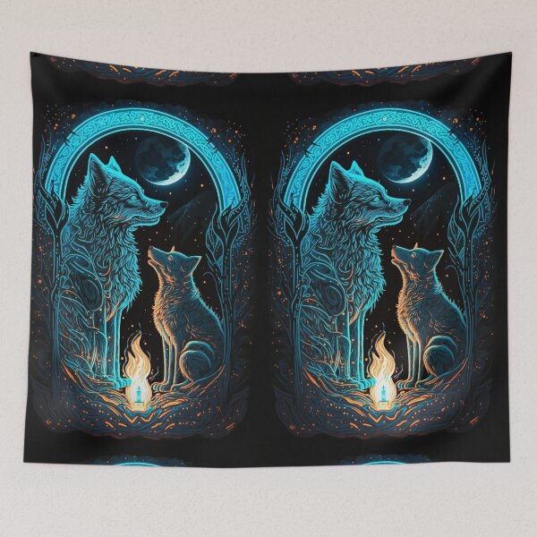 Item preview, Mythical Wolves in glowing night tarot designed and sold by Visual-wallart.
