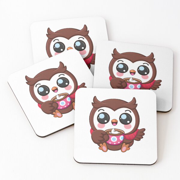 Item preview, chibi owl drinking hot chocolate designed and sold by KatisDesign.