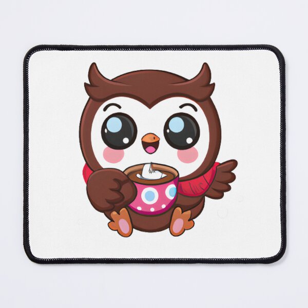 Item preview, chibi owl drinking hot chocolate designed and sold by KatisDesign.