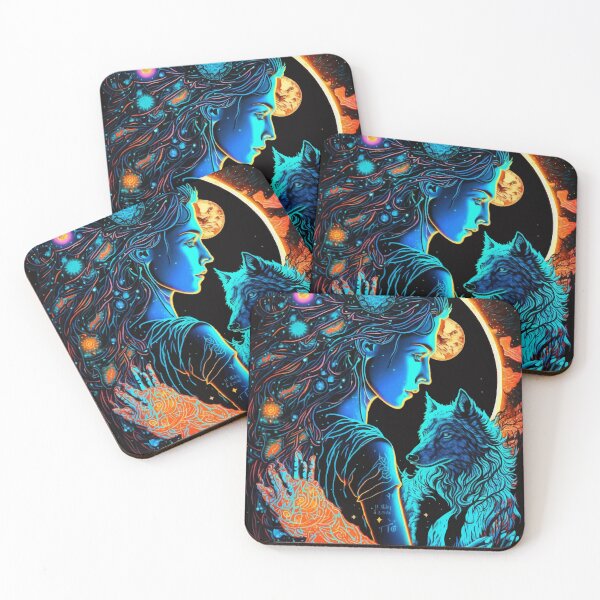 Item preview, Mythical Girl and Wolf as spirit animal tarot designed and sold by Visual-wallart.