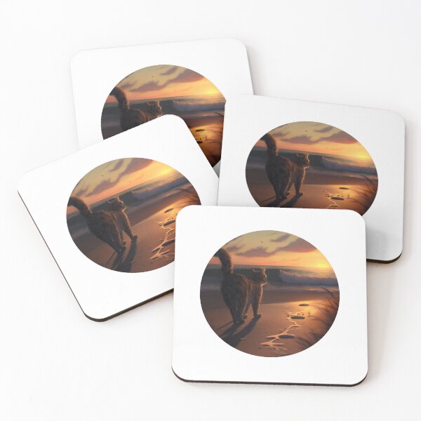 Item preview, cat watching sunset scene designed and sold by okamitouch.