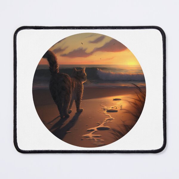 Item preview, cat watching sunset scene designed and sold by okamitouch.