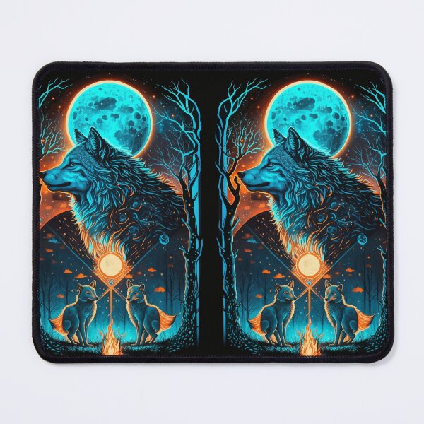 Item preview, Wolf and kid wolves glowing tarot designed and sold by Visual-wallart.