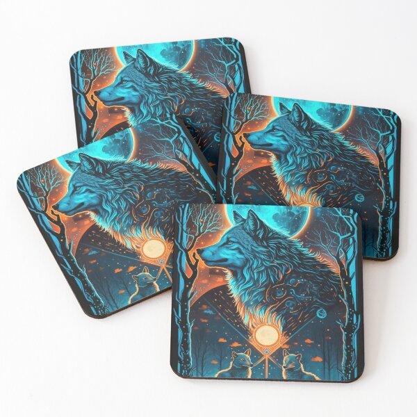 Item preview, Wolf and kid wolves glowing tarot designed and sold by Visual-wallart.
