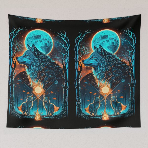 Item preview, Wolf and kid wolves glowing tarot designed and sold by Visual-wallart.