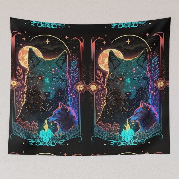 Item preview, Wolf God glowing tarot art designed and sold by Visual-wallart.
