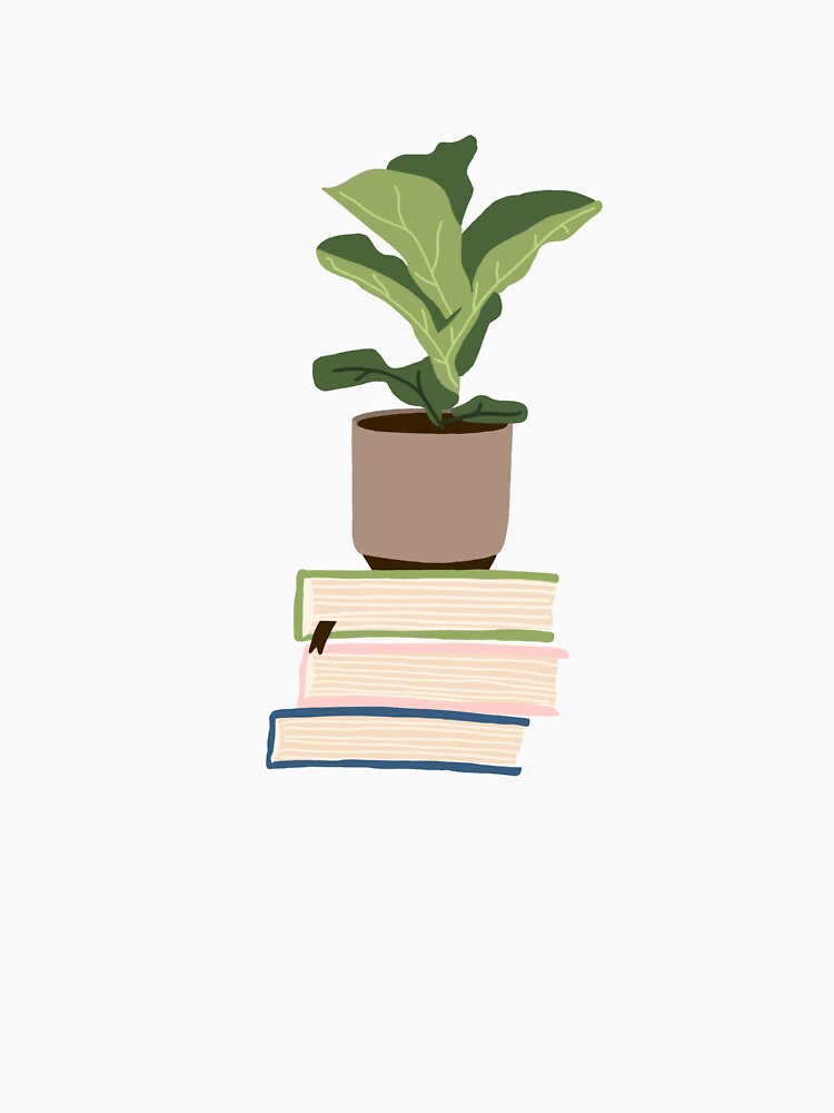 Imagen 7 de 7, Camiseta clásica con la obra Planta de interior sobre libros apilados, diseñada y vendida por alanapwoods.