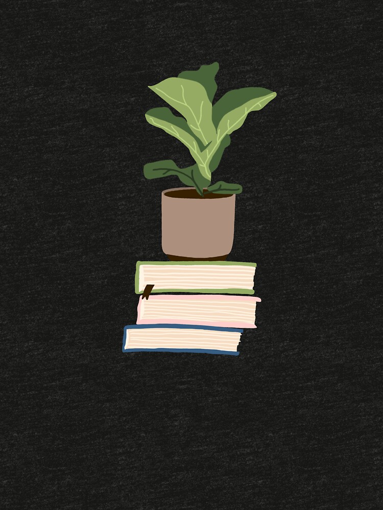 Imagen 7 de 7, Camiseta de tejido mixto con la obra Planta de interior sobre libros apilados, diseñada y vendida por alanapwoods.