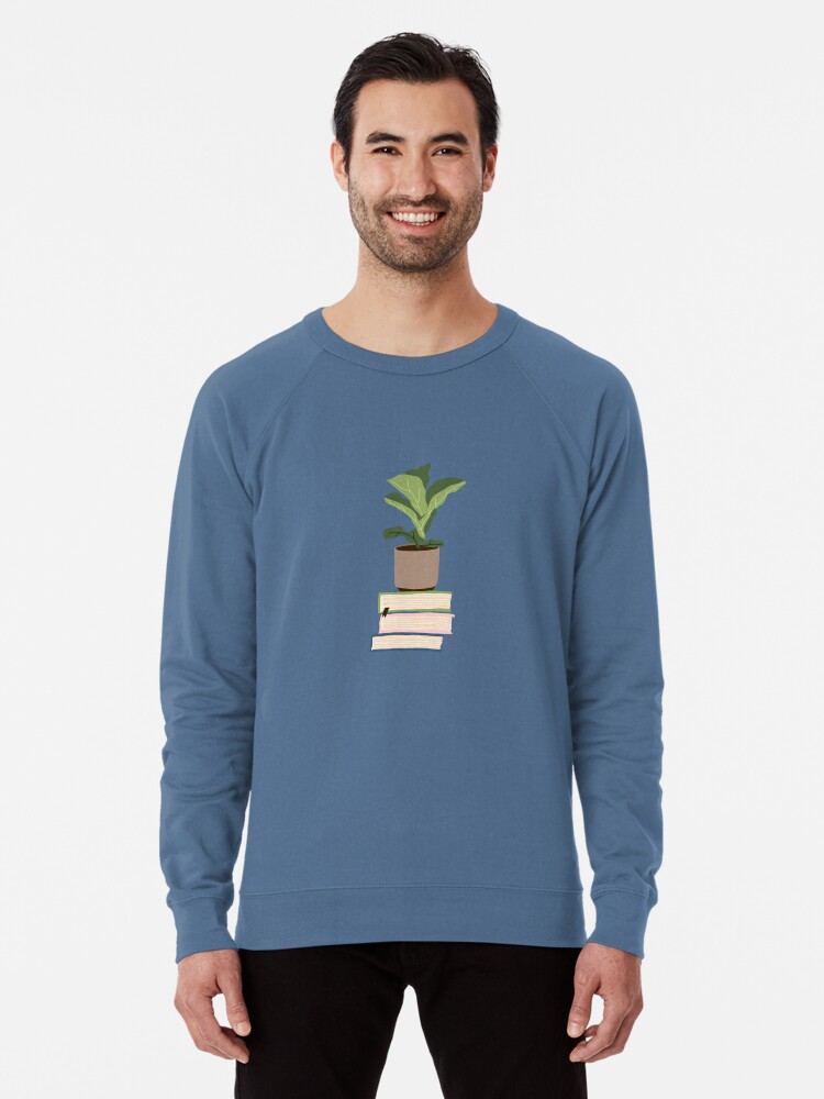 Imagen 1 de 5, Sudadera ligera con la obra Planta de interior sobre libros apilados, diseñada y vendida por alanapwoods.
