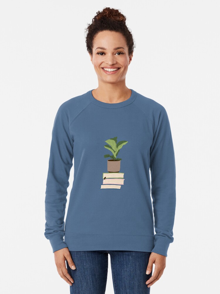 Imagen 2 de 5, Sudadera ligera con la obra Planta de interior sobre libros apilados, diseñada y vendida por alanapwoods.