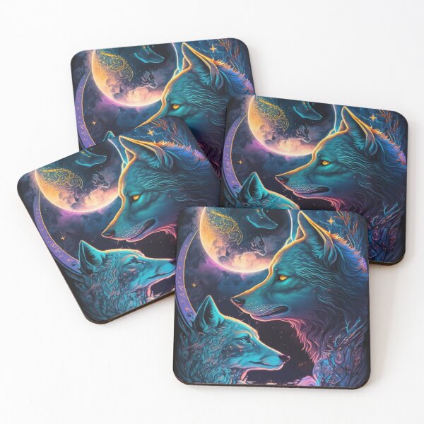 Item preview, Wolf fantasy world glowing tarot art designed and sold by Visual-wallart.