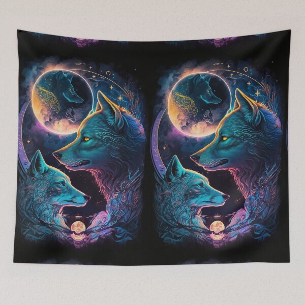 Item preview, Wolf fantasy world glowing tarot art designed and sold by Visual-wallart.