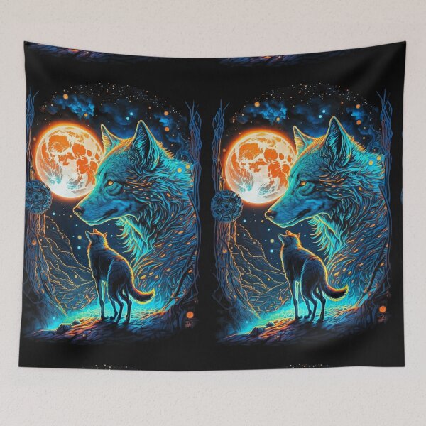Item preview, Wolf fantasy world glowing tarot designed and sold by Visual-wallart.