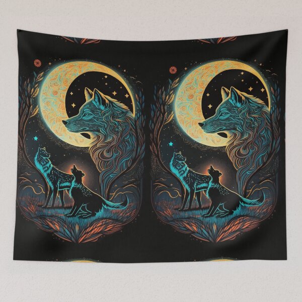 Item preview, Wolves fantasy world glowing tarot designed and sold by Visual-wallart.