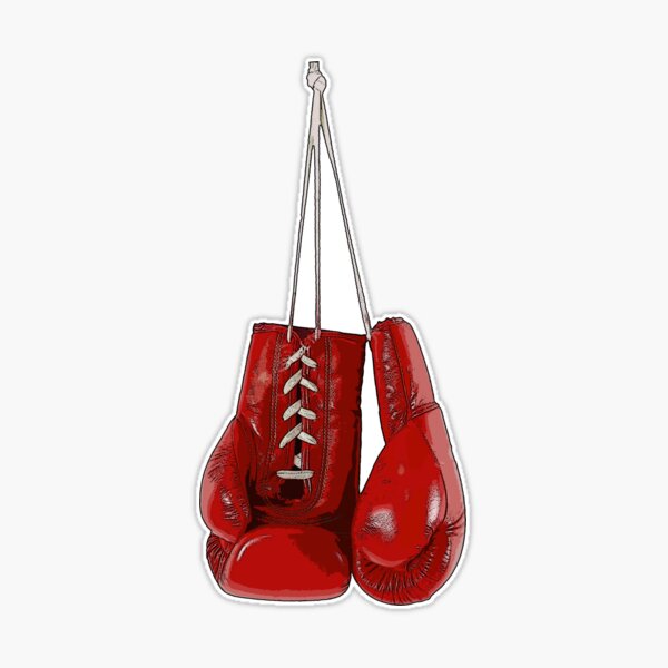 Pug dog boxer punching with red leather boxing gloves Stock Photo