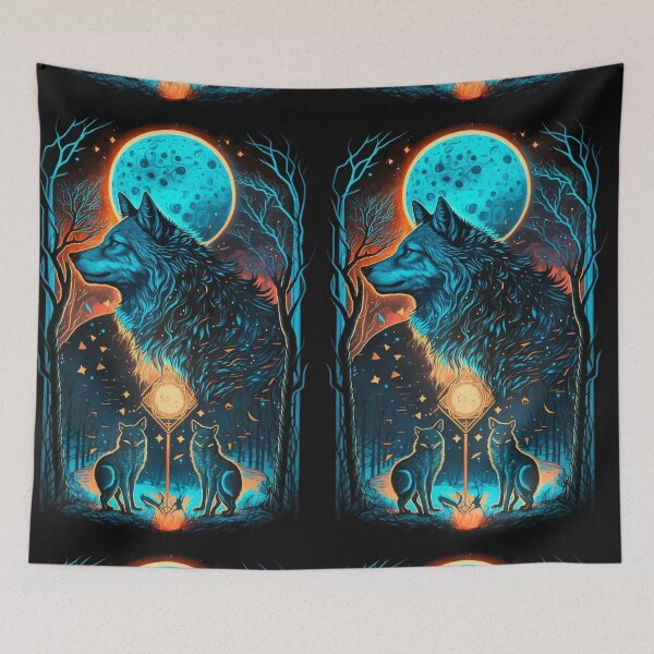 Item preview, Fantasy Wolves in fantasy glowing world tarot designed and sold by Visual-wallart.