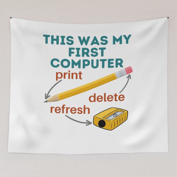 Item preview, This was my first Computer, Pencil, Sharpener, Erasier, Print Delete, Refresh, Funny designed and sold by facePale.