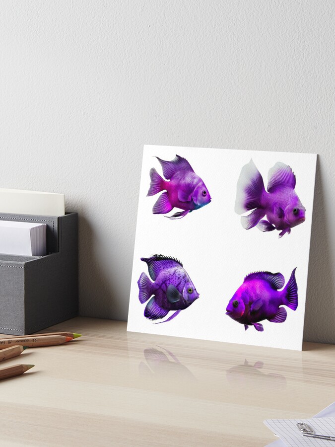 Handcrafted Fish wall decoration on purple wood