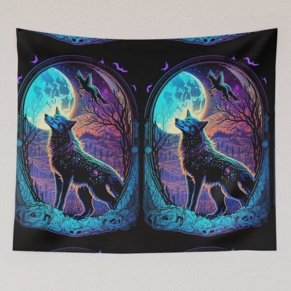 Item preview, Fantasy Wolf in fantasy glowing world tarot designed and sold by Visual-wallart.