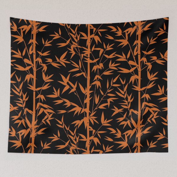 Item preview, Elegant Black and Orange Bamboo Leaves Pattern designed and sold by SoccaTamam.