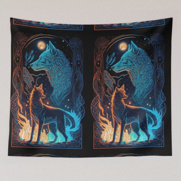 Item preview, Fantasy Wolf & fantasy glowing world tarot designed and sold by Visual-wallart.