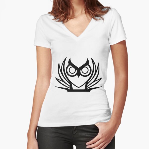spectacled owl, naive owl Fitted V-Neck T-Shirt