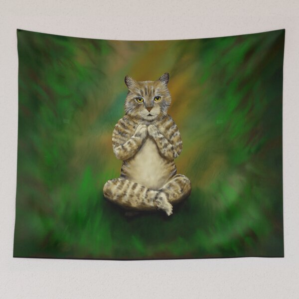 Item preview, BREATHE IN, RAGE OUT - MEDITATING YOGA CAT designed and sold by Danicus666.