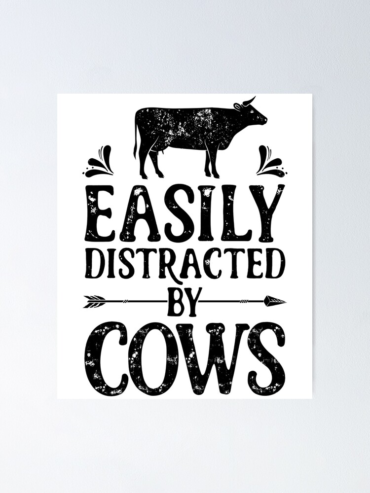 Easily Distracted By Cows Funny Farmer T-Shirt Farmers Gift