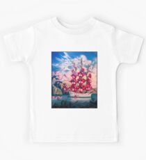 FLOWER SAIL BOAT : Vintage Abstract Fantasy Painting Print Kids Tee