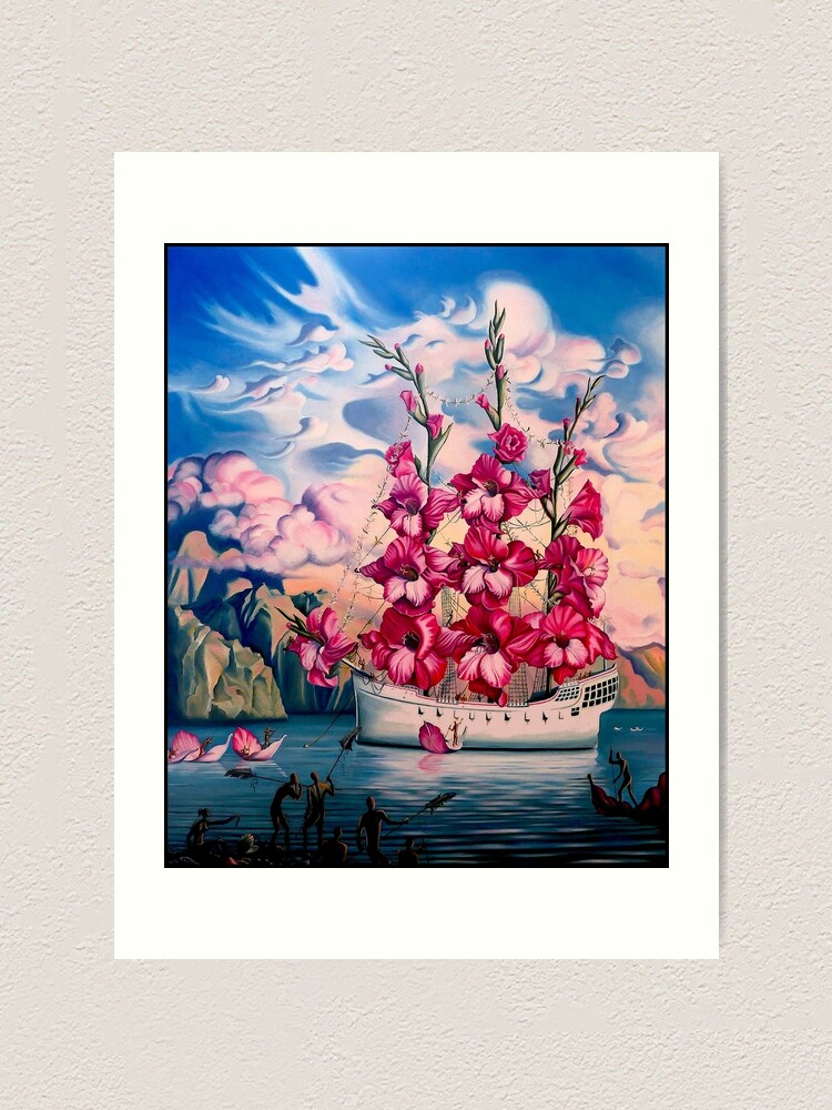 FLOWER SAIL BOAT : Vintage Abstract Fantasy Painting Print Art Print for  Sale by posterbobs