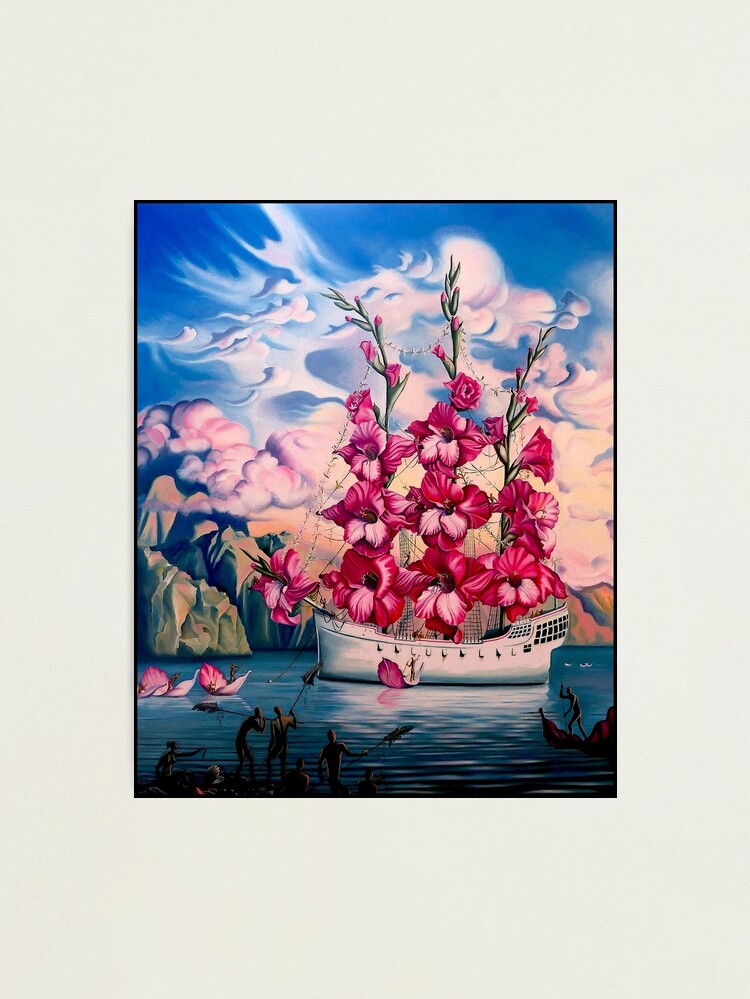 Thumbnail 1 of 3, Photographic Print, FLOWER SAIL BOAT : Vintage Abstract Fantasy Painting Print designed and sold by posterbobs.