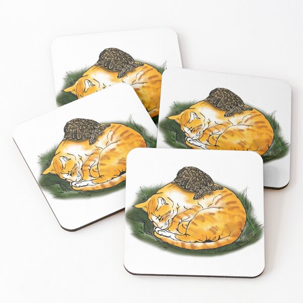Item preview, Sleeping Orange Cat And Turtle Portrait  designed and sold by sauhankeesunz.