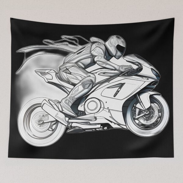 Item preview, Black and White Futuristic Cyberpunk Superbike  designed and sold by beluxe.