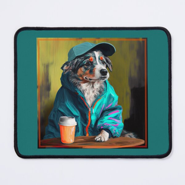 Item preview, Hypercolor Oil Painting "Sid" The Australian Shepard that loves coffee! ☕️  designed and sold by Vaporboy1994.