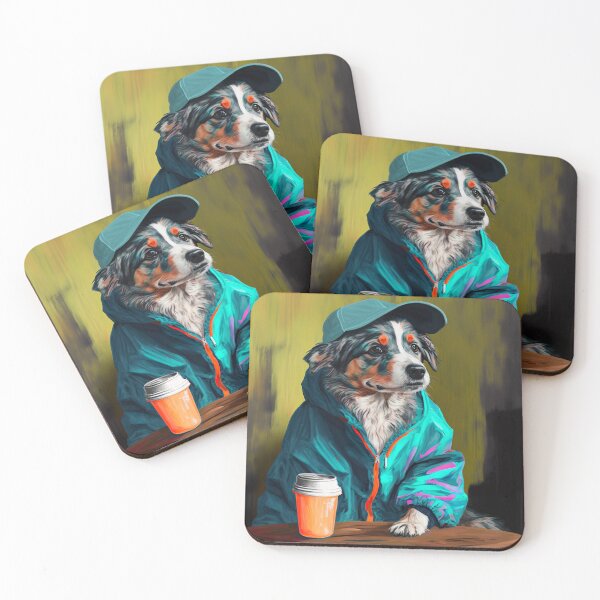 Item preview, Hypercolor Oil Painting "Sid" The Australian Shepard that loves coffee! ☕️  designed and sold by Vaporboy1994.