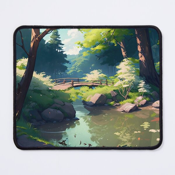 Item preview, Springtime Comic Landscape: A Serene Bridge Over a Babbling Brook designed and sold by Animal-ink.