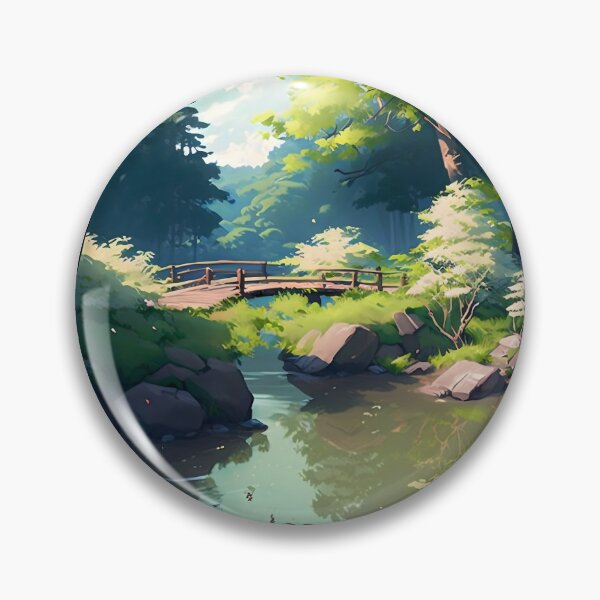 Item preview, Springtime Comic Landscape: A Serene Bridge Over a Babbling Brook designed and sold by Animal-ink.