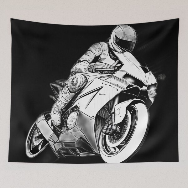 Item preview, Black and White Futuristic Cyberpunk Superbike  designed and sold by beluxe.