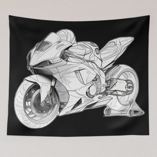 Item preview, Black and White Futuristic Cyberpunk Superbike  designed and sold by beluxe.