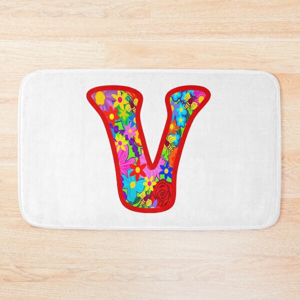 Item preview, Red Floral Alphabet Letter V – Colorful Boho Psychedelic Flower Typography Art designed and sold by Vividality.