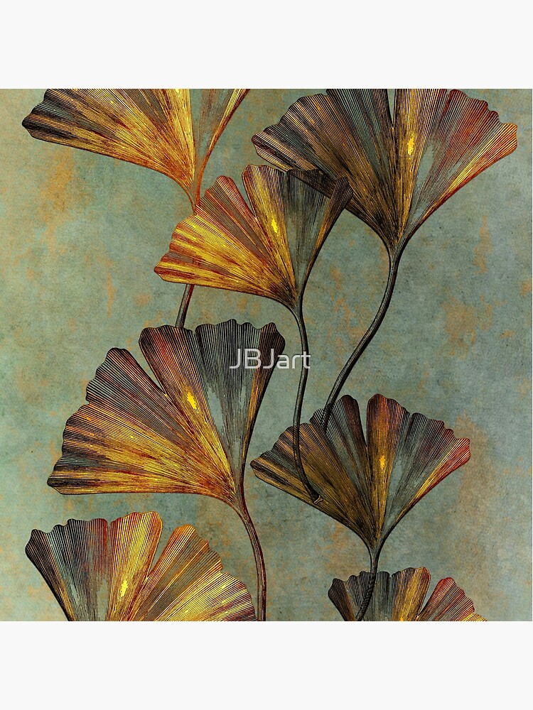 Aperçu 4 sur 4. Coussin avec l'œuvre décoration florale ginko #ginko créée et vendue par JBJart.