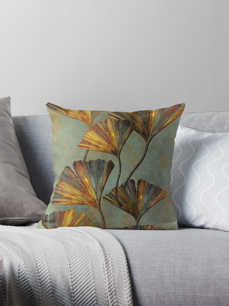 Aperçu 1 sur 4. Coussin avec l'œuvre décoration florale ginko #ginko créée et vendue par JBJart.