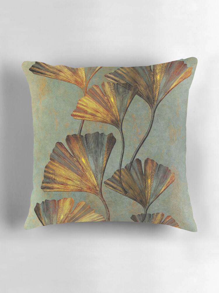 Aperçu 3 sur 4. Coussin avec l'œuvre décoration florale ginko #ginko créée et vendue par JBJart.