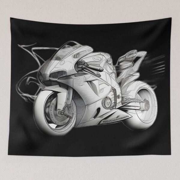 Item preview, Black and White Futuristic Cyberpunk Superbike  designed and sold by beluxe.