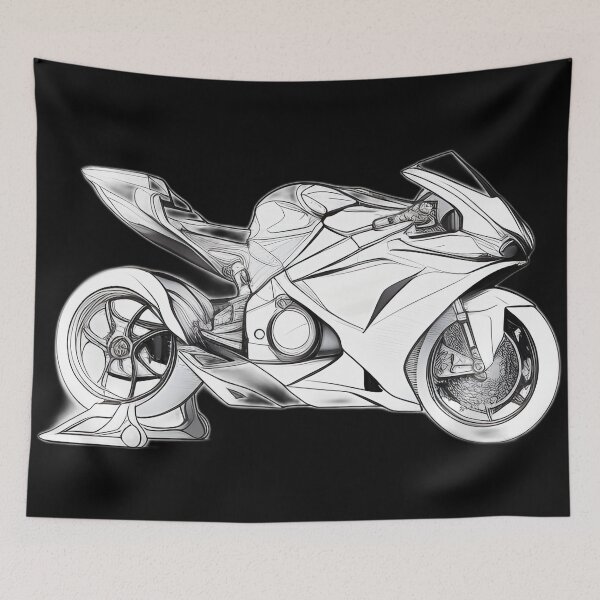 Item preview, Black and White Futuristic Cyberpunk Superbike designed and sold by beluxe.