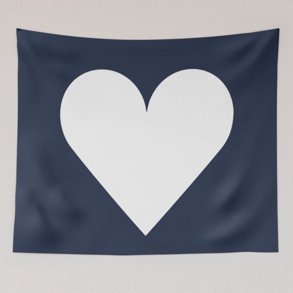 Item preview, Single WHITE LOVE HEART on a NAVY BLUE Background designed and sold by RachelMacht.